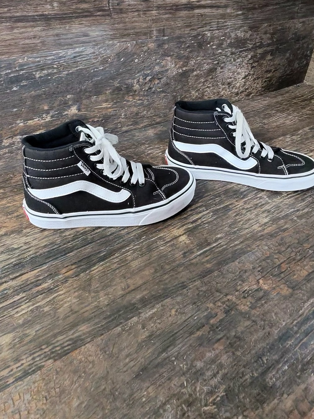 Vans Black and White High-Top Skate Sneakers